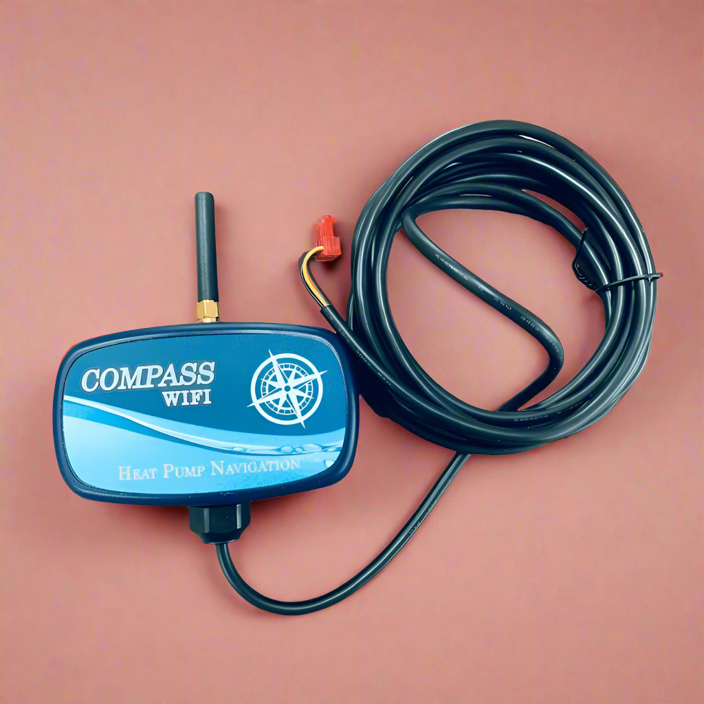 A GulfStream Compass WiFi controller device with an antenna and extender cord, primarily blue in color with brand logo visible.