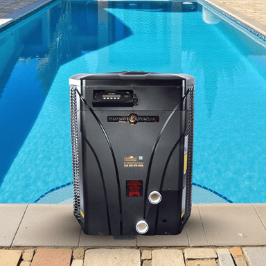 Pool heater next to a swimming pool