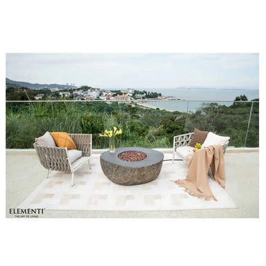 Elementi Concrete Fire Table Boulder Fire Pit on terrace
