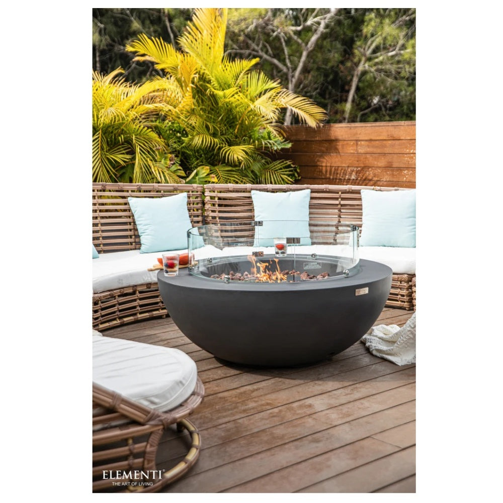 Elementi Concrete Fire Table Lunar Bowl Dark Grey Side