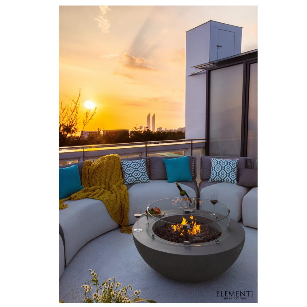Elementi Concrete Fire Table Lunar Bowl Light Grey Side