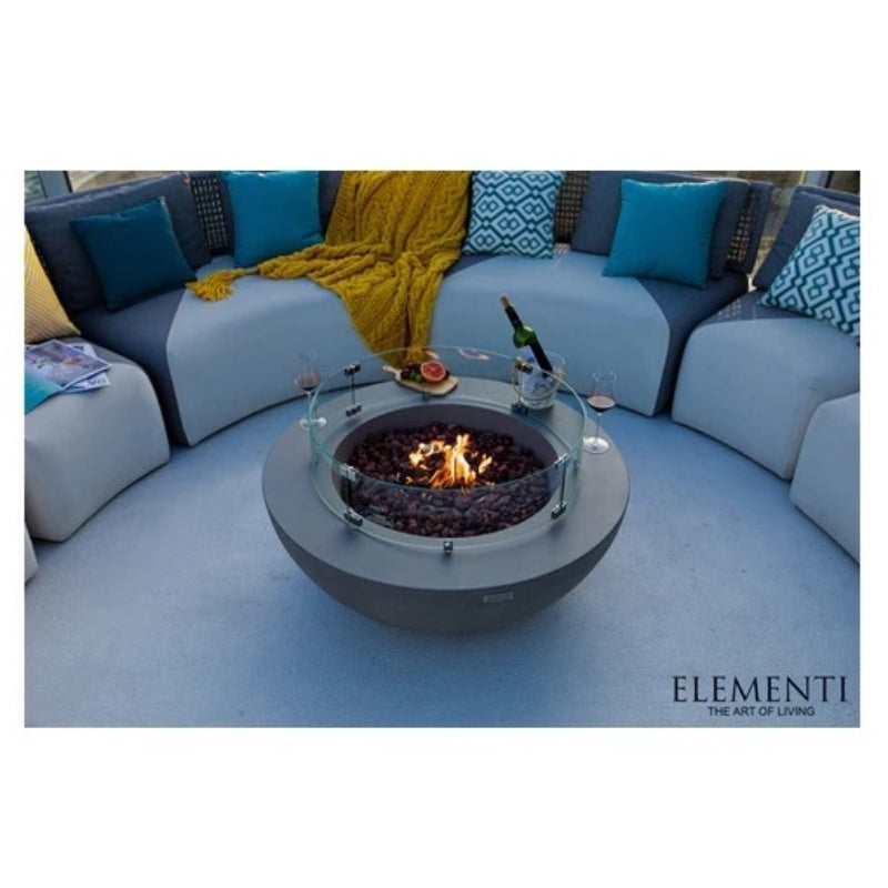 Elementi Concrete Fire Table Lunar Bowl Light Grey Up Close