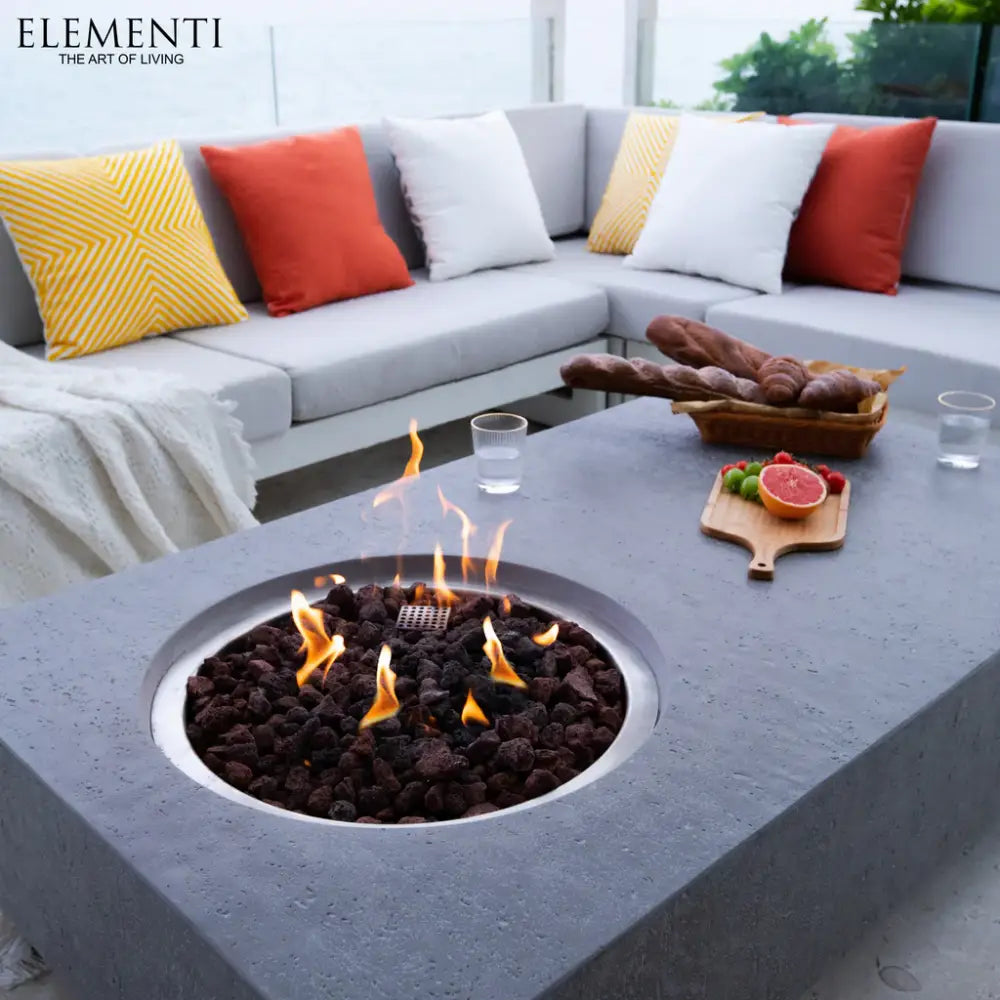 Elementi Dark Grey Concrete Fire Table Metropolis Up Close