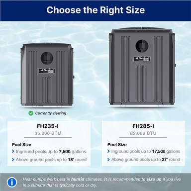 FibroPool FH285-i heat/cool pump comparison