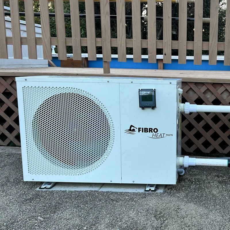 FibroPool portable chiller installed by pool