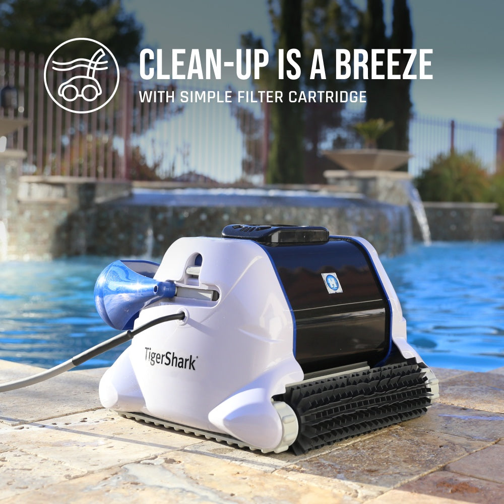Hayward TigerShark Robotic Pool Cleaner Floor Walls and Waterline Robotic Pool Cleaner Poolside 