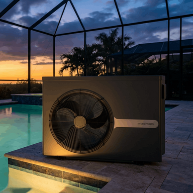 Madimack pool heat pump 66K BTU front view